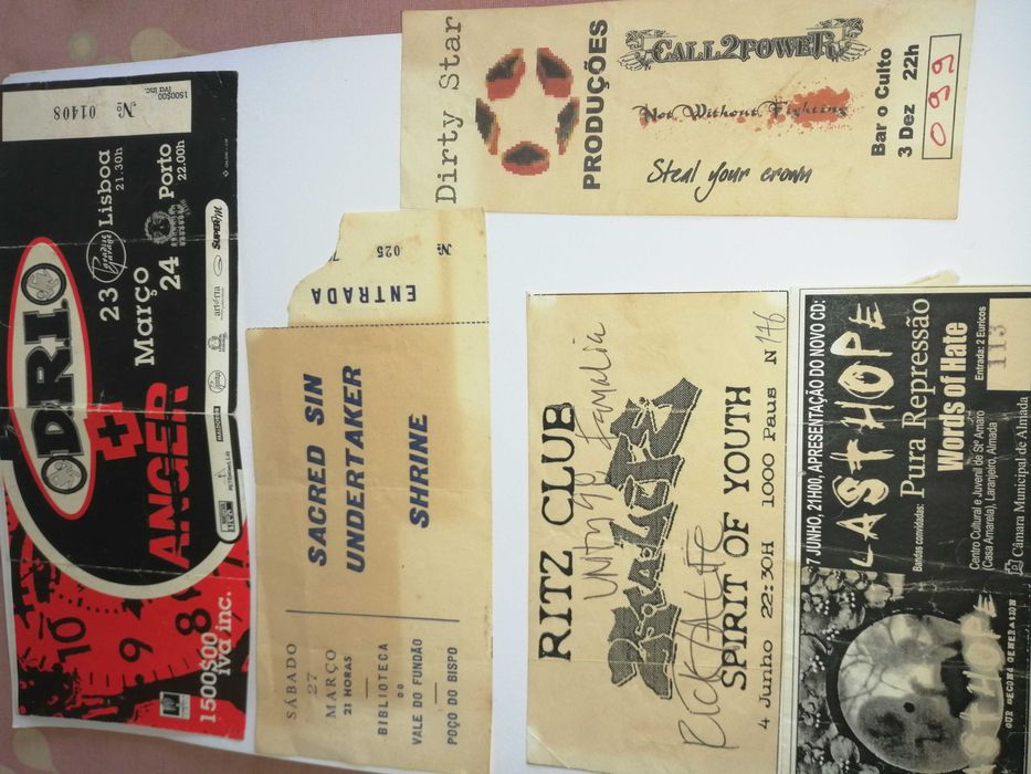 bilhetes de bandas colecionadores