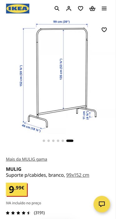 Suporte para cabide Mulig do IKEA