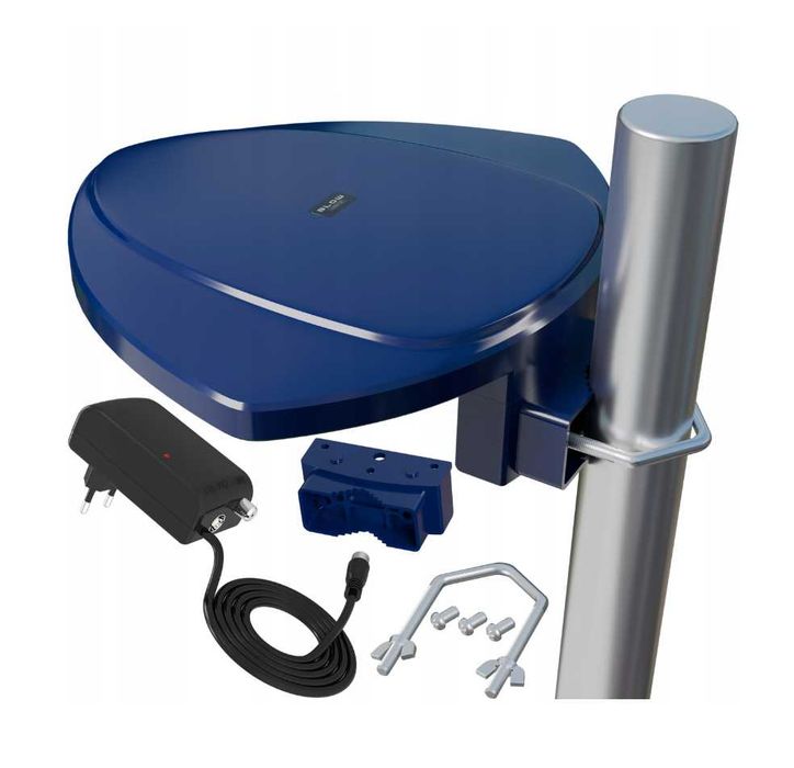ANTENA Zewnętrzna Aktywna DVB-T2 FULL HD TV 4K 8K FILTR GSM UHF Zasilacz 1M