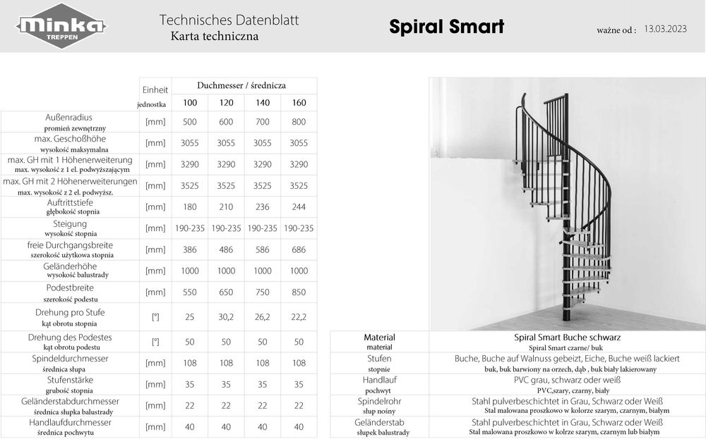 Schody kręcone SPIRAL Smart / 140 cm