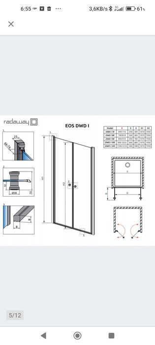 Drzwi prysznicowe Radaway EOS DWD 80 cm