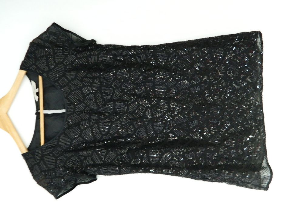 Bluzka CEKINOWA czarna cekiny błyszcząca wesele elegancka h 36 S zara