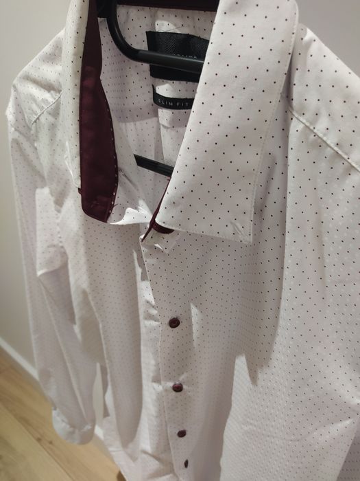 Koszula biało bordowa Reserved slim fit