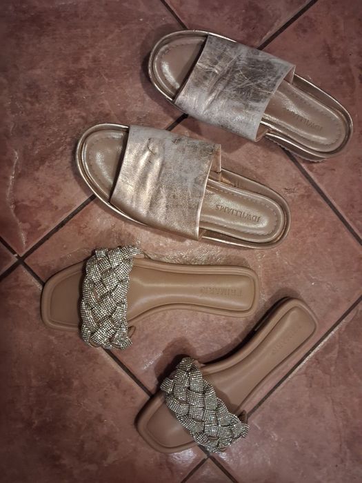 2 pary butów piękne klapki skóra naturalna