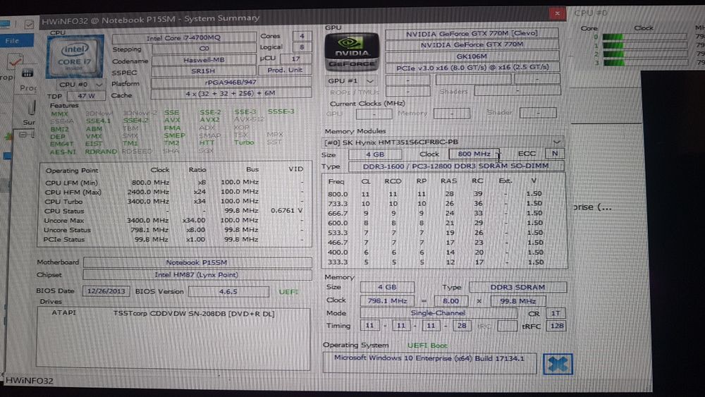 peças, Clevo p150sm , i7-4700MQ