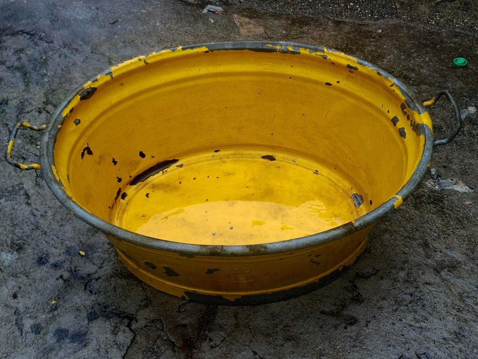 Bacia Vintage zincada oval.