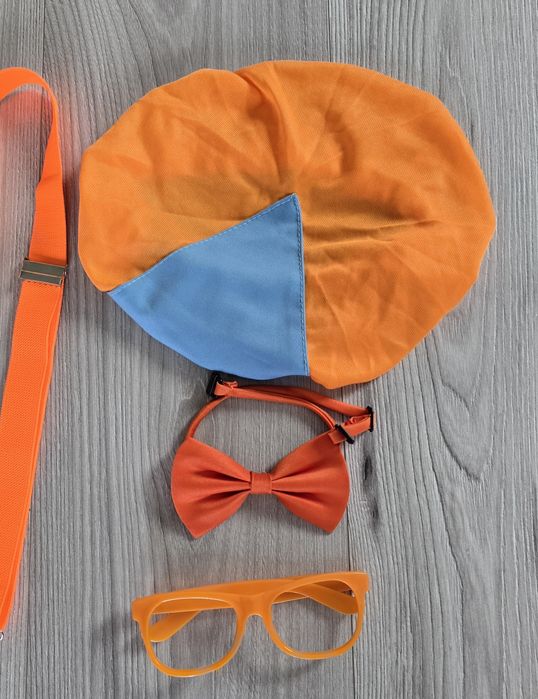 Blippi imprezowy ZESTAW męski czapka okulary muszka szelki