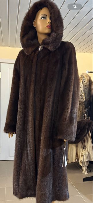 Рр 52. Норковая шуба 120 см. ‘ шоколадка’ Греуия
