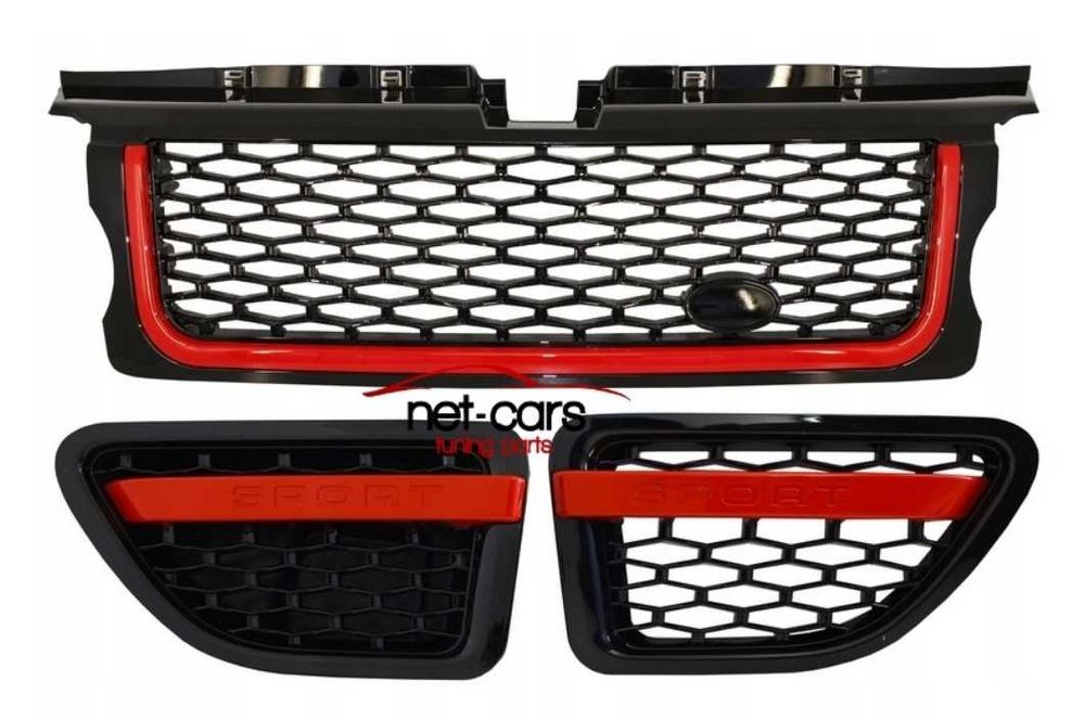 Grill + wloty RANGE ROVER SPORT L320 -08 czerwony czarny połysk