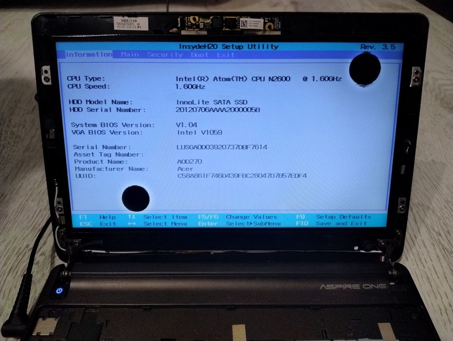 Sprawna Płyta Główna z obudową (bez matrycy) Netbook Acer Aspire D270