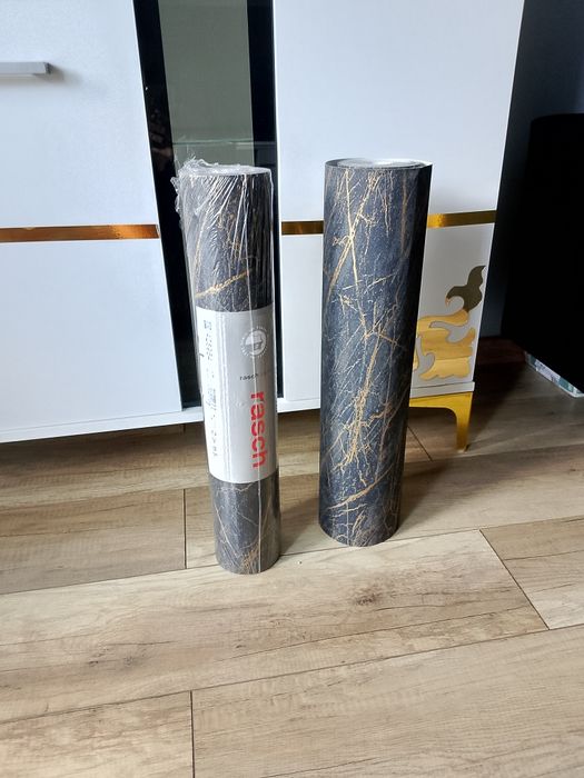 Tapeta marmur -czern i złoto