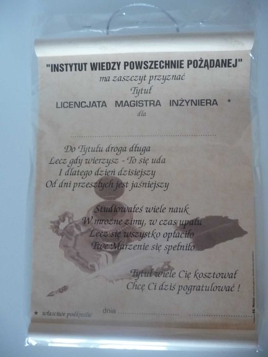 Tytuł licencjata magistra inżyniera - nowa zawieszka A4
