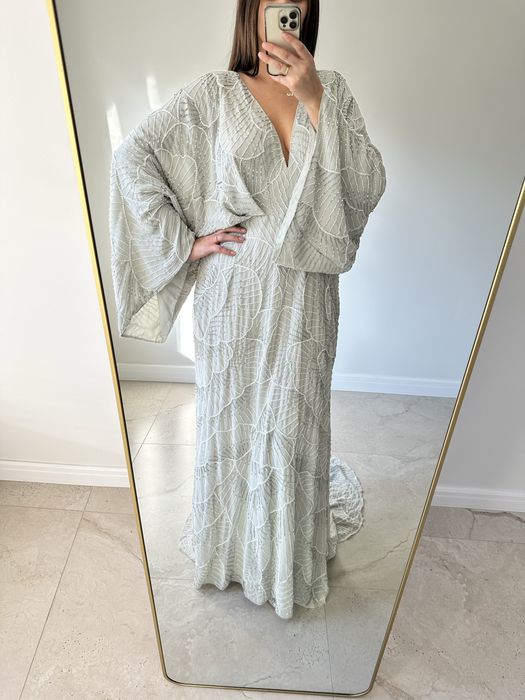 Suknia ślubna ślub cywilny poprawiny ASOS 46 cekiny tren wesele