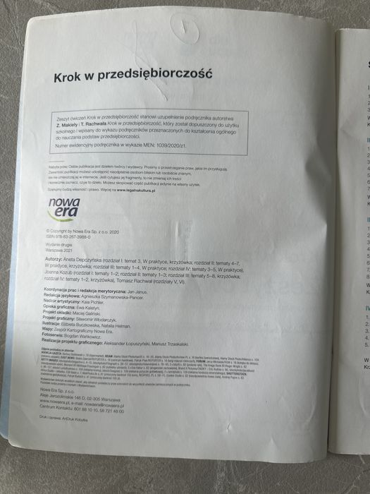 Krok w przedsiębiorczość, zesyt ćwiczeń