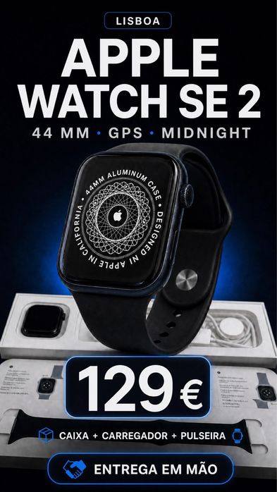 Apple Watch SE 2.ª Geração GPS 44 mm Midnight – Caixa Original