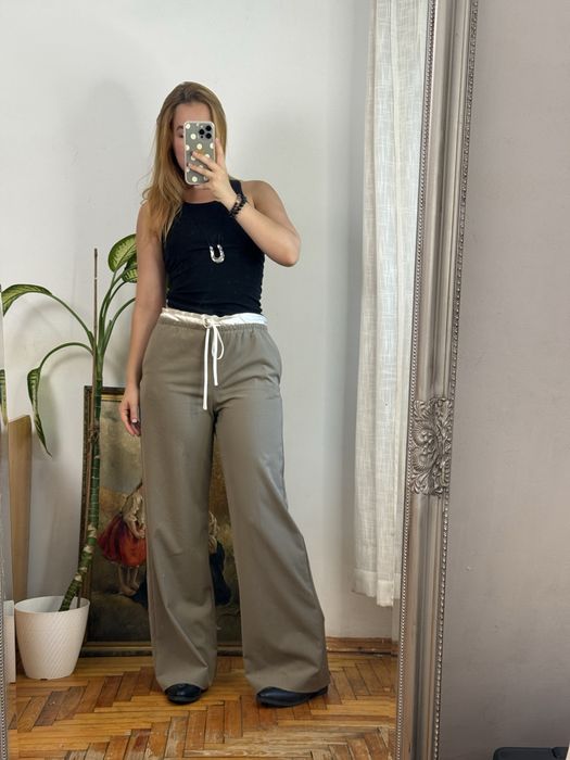 Брюки беж zara штани палаццо