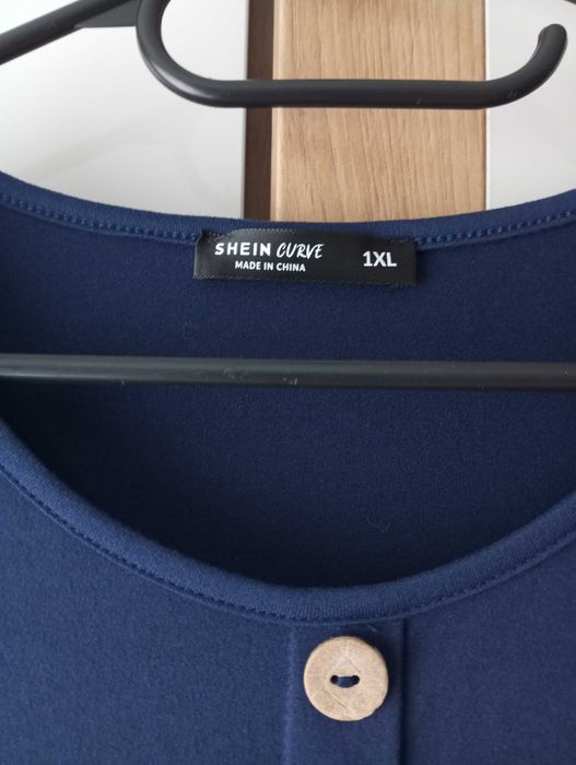 Shein Curve, granatowa sukienka XL