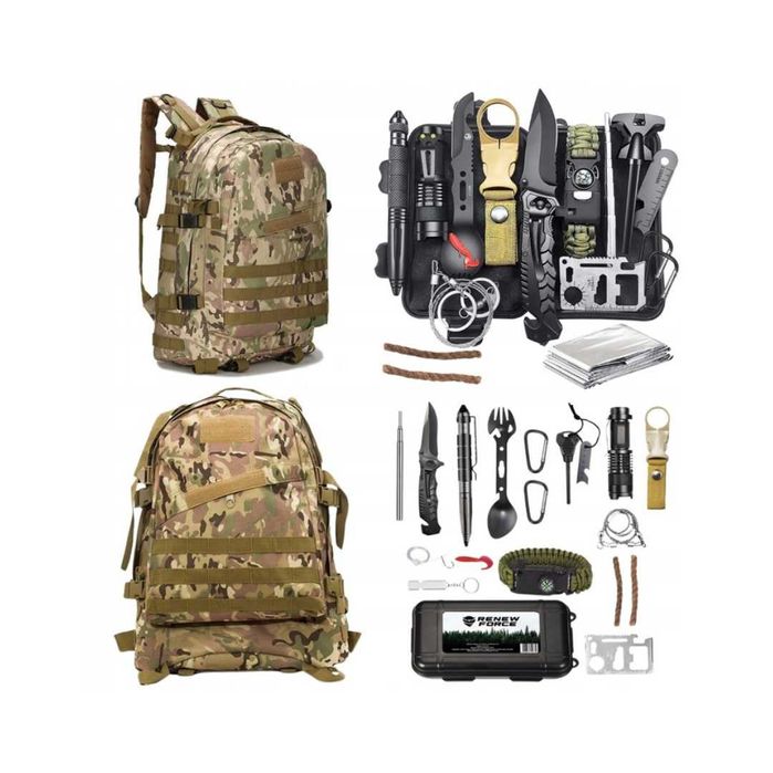 Duży wojskowy zestaw przetrwania survivalowy multitool 33w1