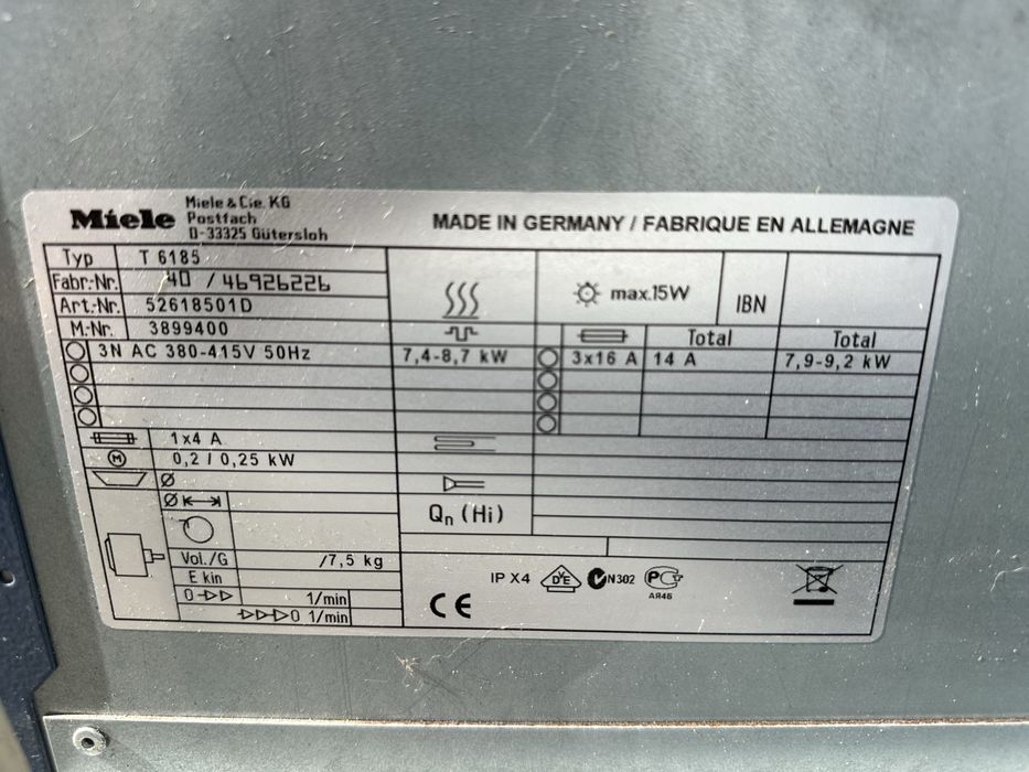 Pralka i suszarka miele professional (7,5kg wsadu)
