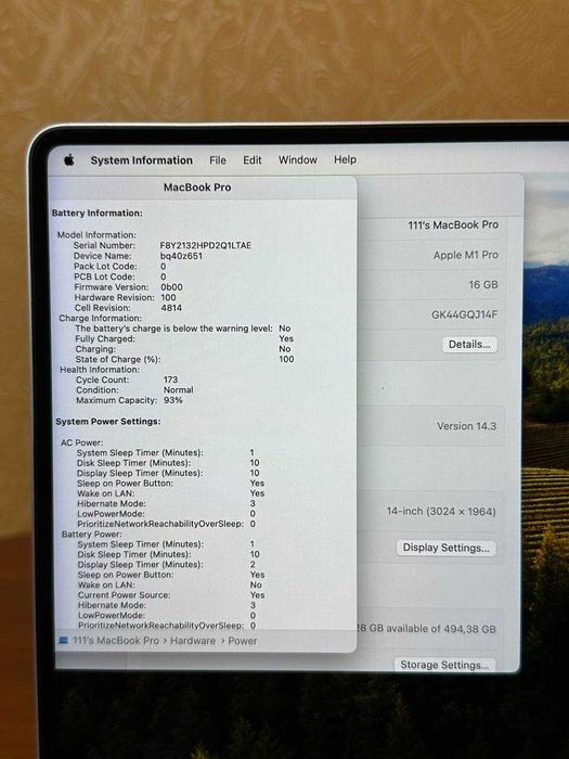 MacBook Pro 14 2021 16 512 m1 pro