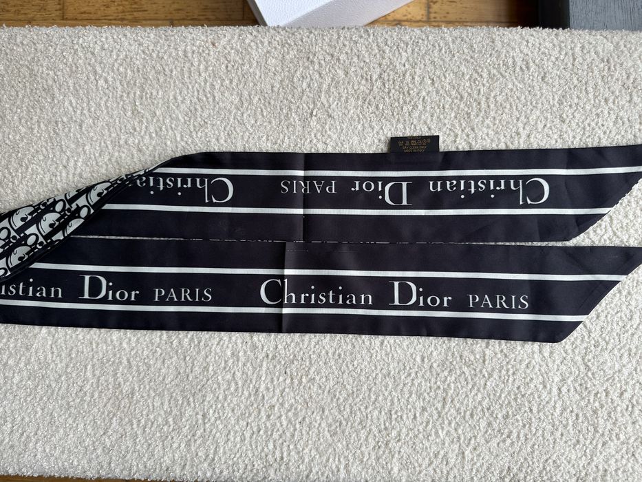 Christian Dior Mitzah Twilly jedwabna satynowa aksamitna apaska chustka szalik