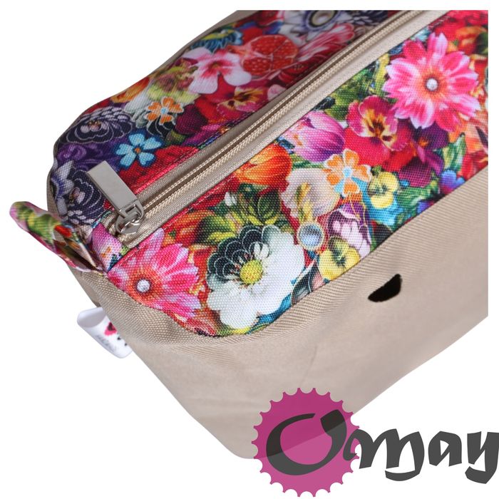 Piaskowy organizer do OBAG STANDARD kwiaty dżungla 2 kieszenie OMAY