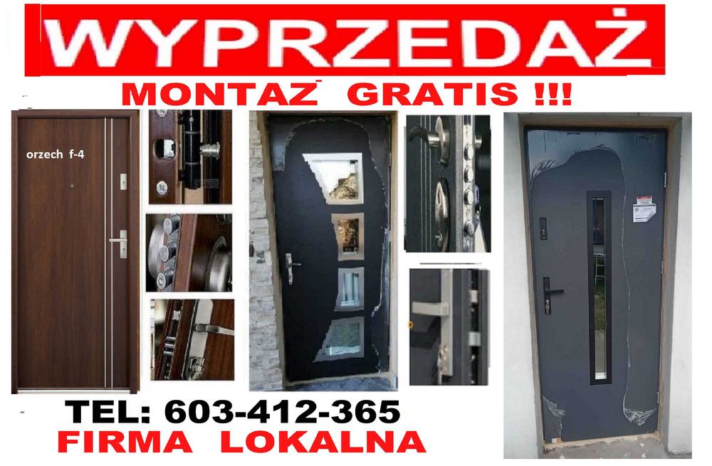 Drzwi ZEWNĘTRZNE- WEJŚCIOWE drewniane i metalowe z montazem