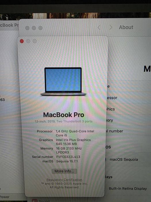 Macbook PRO 2019 A2159 16Gb в гарному стані