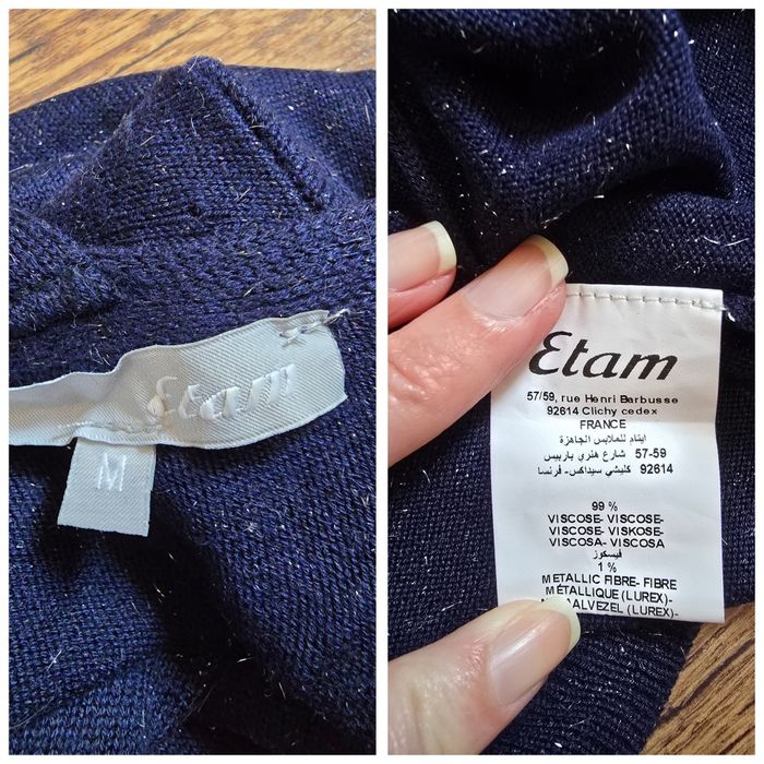 Granatowa sukienka sweter, Etam, S, srebrna nitka