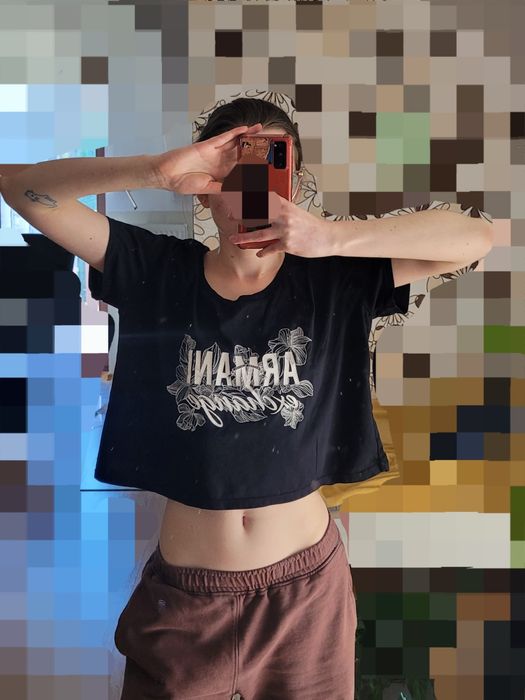 Crop top bluzka tshirt Armani czarny