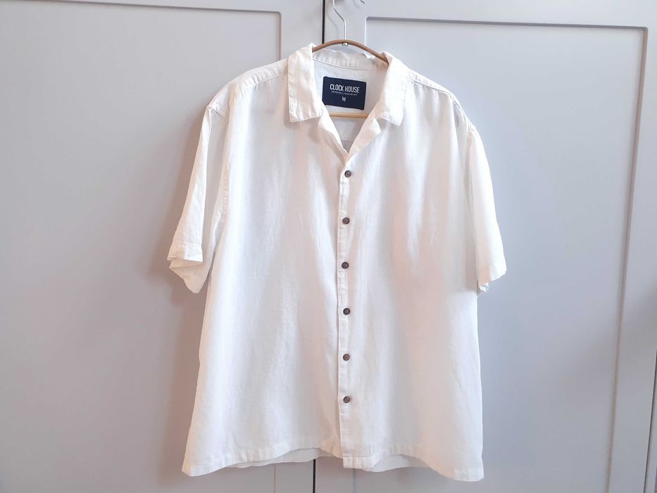 Lniana koszula kremowa M Clockhouse męska