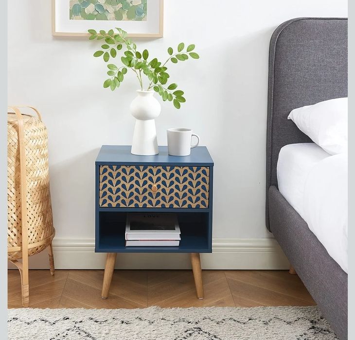 Baïta Capucine Stolik Nocny, Niebieski, 40 cm