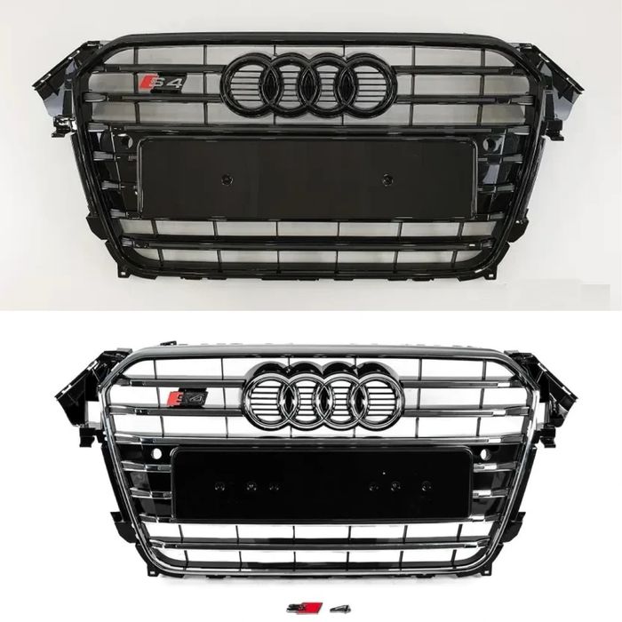 Решітка радіатора Audi A4 S4 B8 2012-2016 стиль RS4 / S4  Black чорний глянець / хром