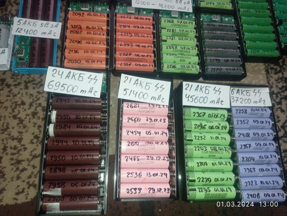 Готовые повербанки 2-24 акб, Power bank, с быстрой зарядкой и без