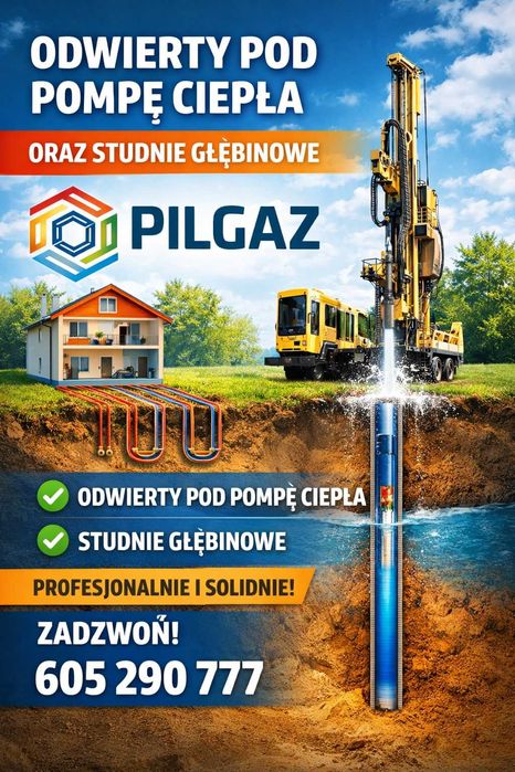 Odwierty pod pompę ciepła oraz studnie głębinowe