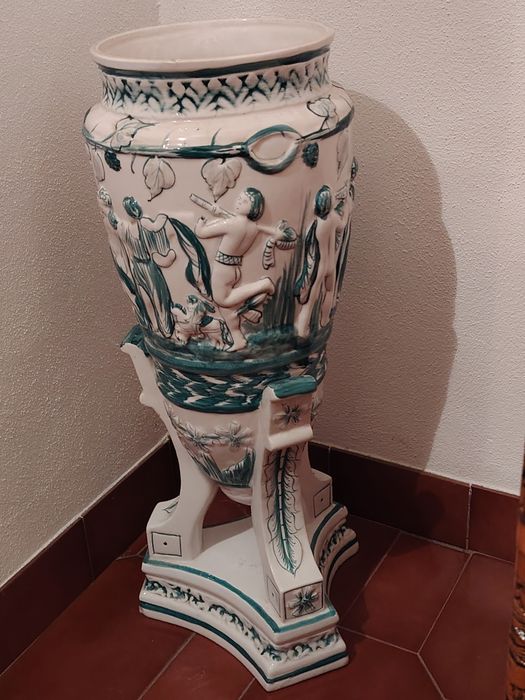 Jarrão em Porcelana Branco e Verde