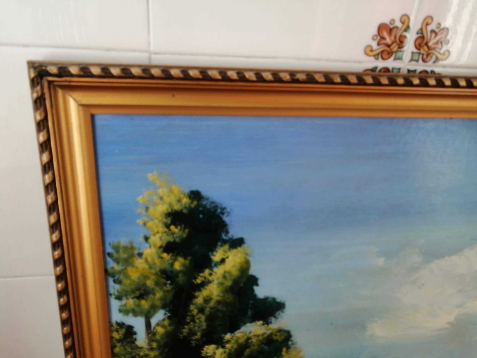Quadro pintado a óleo - c/ moldura - 105cm x 67cm