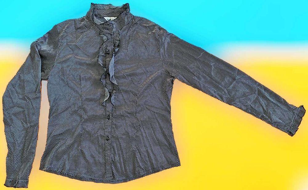 Blusa de Senhora Preta com Pintas Brancas