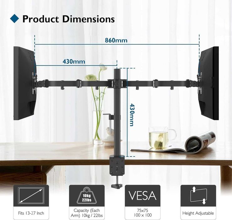 Wspornik na 2 Monitory