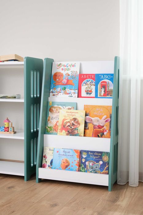 Дитяча книжкова поличка Монтессорі / стелаж для книг / полка Аква
