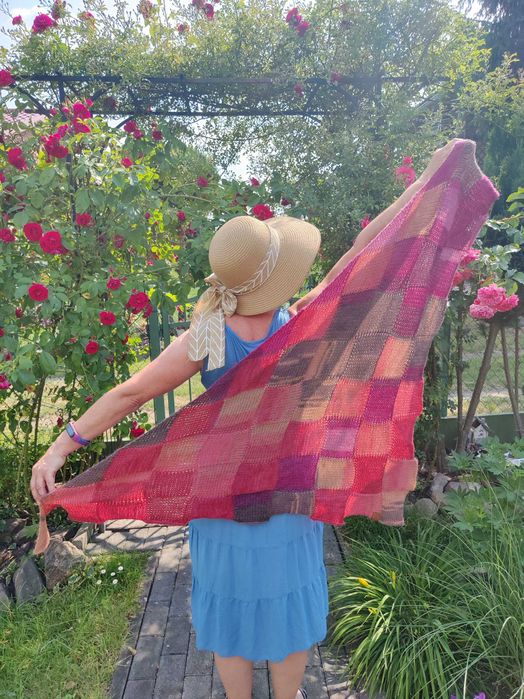 Chusta trójkątna szal wełna HANDMADE