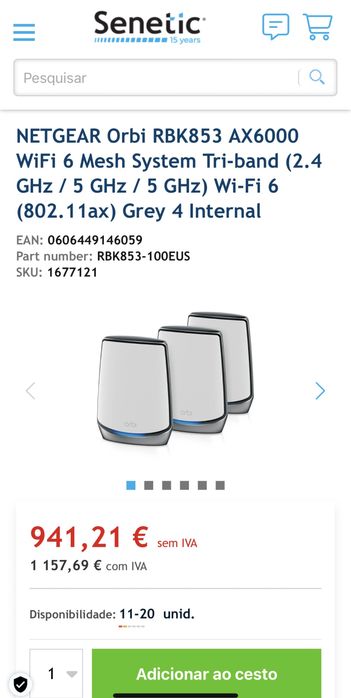 Sistema Mesh NETGEAR Orbi RBK853 AX6000