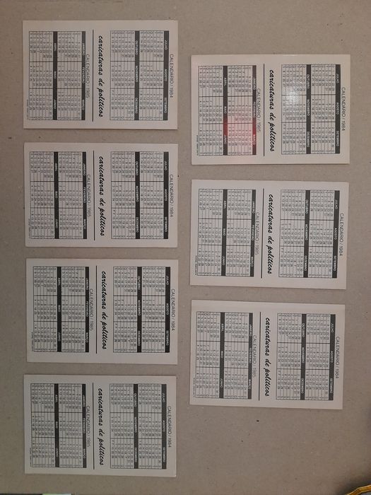 Calendários de bolso caricaturas Políticos História - Salazar, Kennedy