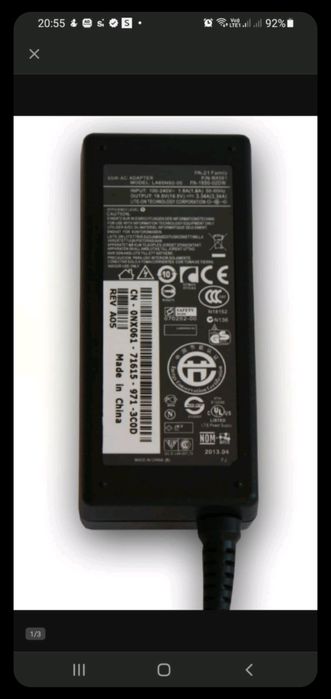 Zasilacz  ładowarka DELL 19.5V 3.34A 65W PA-21 wtyk OŚMIOKĄTNY z pinem