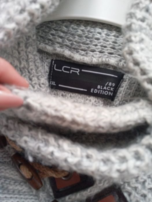 Modny szary męski sweter z dzianiny XXL
