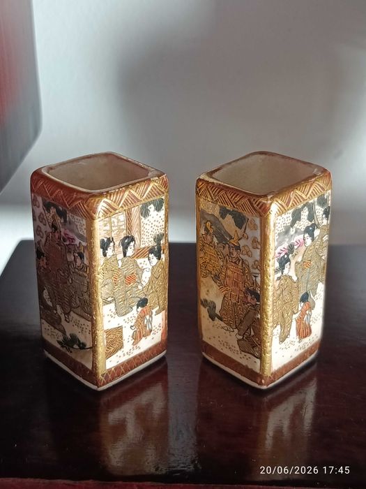 Paliteiros Satsuma Cerâmica Japonesa Meiji 4,5 cm