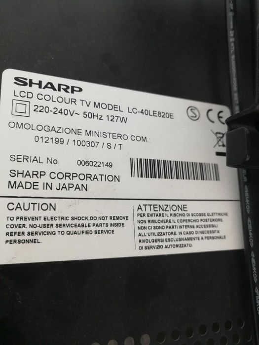 Telewizor SHARP LC 40LE820E + oryginalny pilot (Made in Japan)