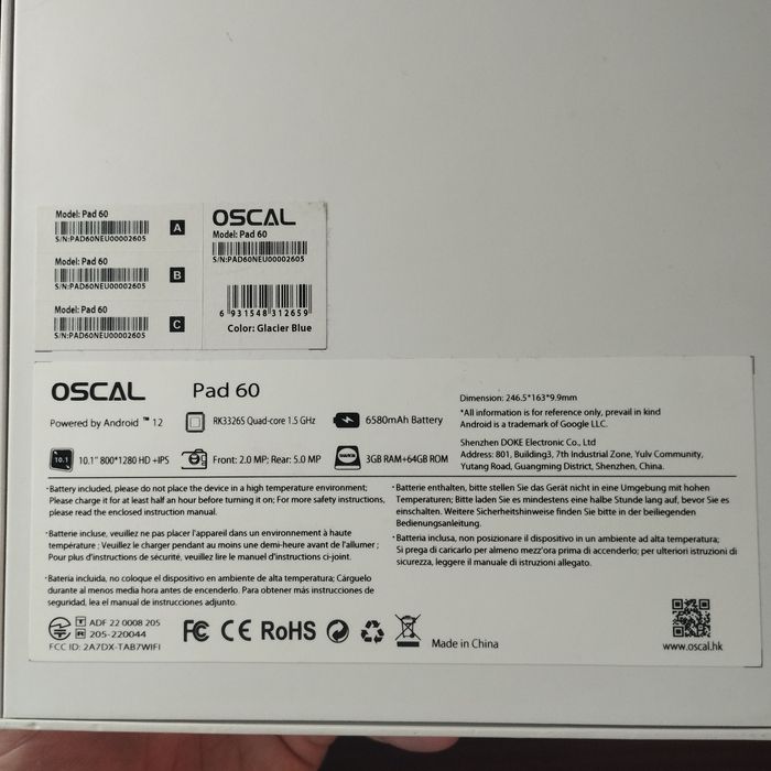 Планшет на запчастини Oscal Pad60