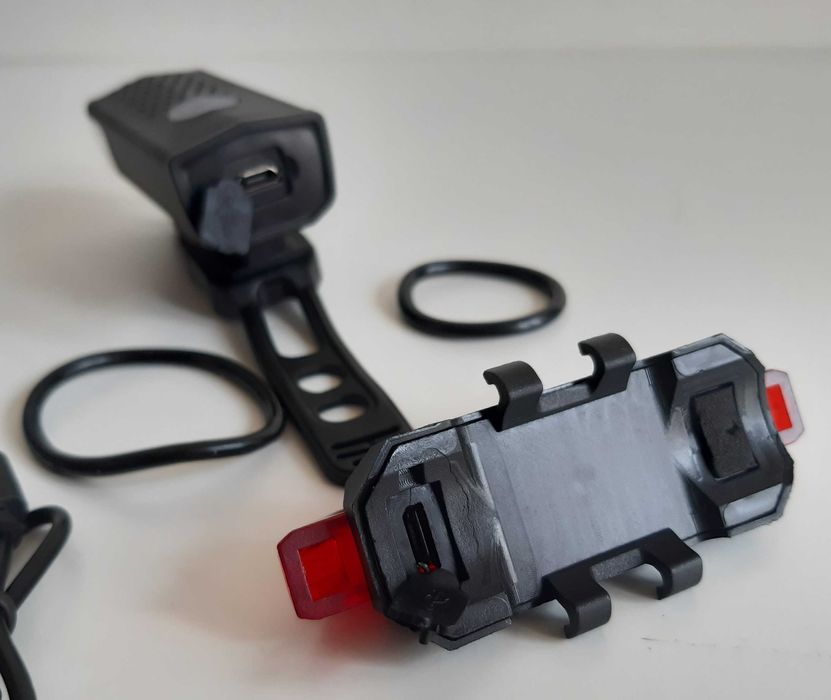 Conjunto Luzes LED Bateria USB Novas p/ Bicicleta Bike Bicla