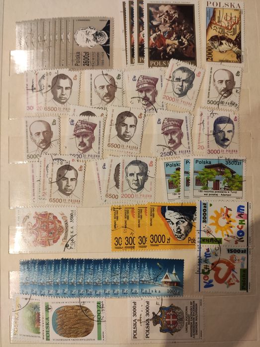 Znaczki pocztowe polskie kasowane 1990-93 r.